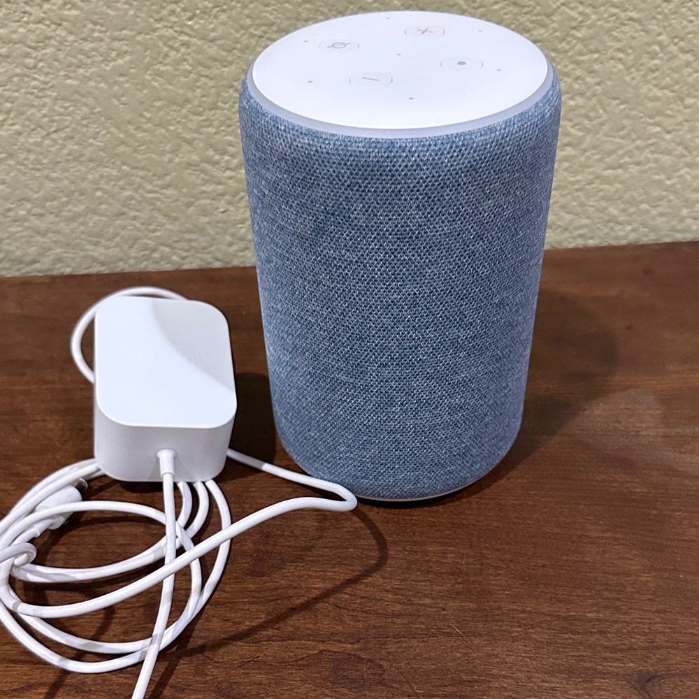 Voice-Activated Smart Speaker with Light Blue Fabric - Picture 2 of 7